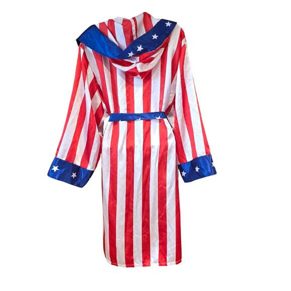 American Classic, Red, white and blue, stars and stripes satin like boxing robe - Picture 3 of 5